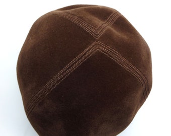 Vintage 1960s Chocolate Brown Felt Women's Hat, 21.25 Inches, Made in England for Alexander's