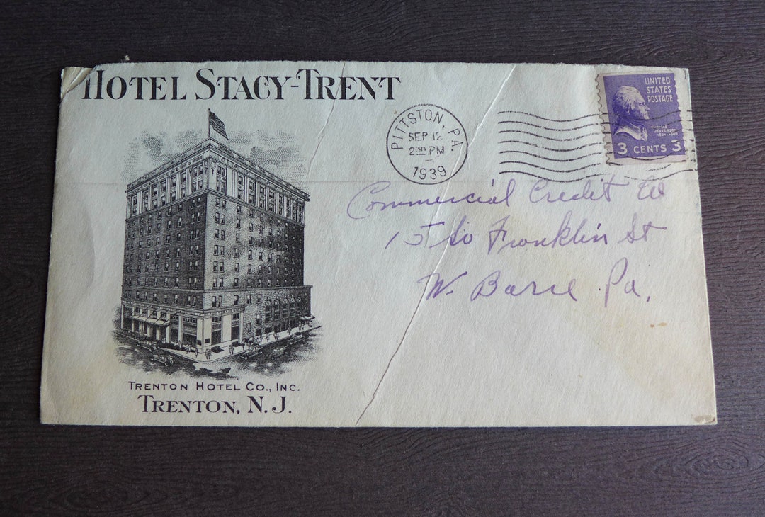 Hotel Stacytrent Envelope 1939 Trenton New Jersey Trenton Hotel Co