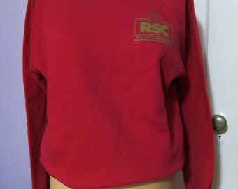 Sudadera unisex vintage de la Royal Shakespeare Company RSC, años 80, color rojo y magenta, talla grande, recuerdo de teatro inglés