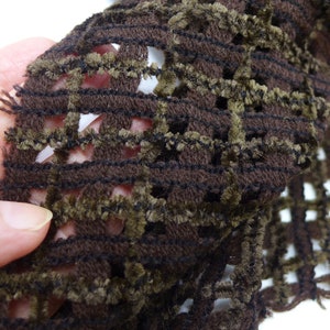 Rare Vintage French Couture Novelty Lattice Brown Wool Chenille Fabric, Jerry Brown 1990s Elegant Wool Fashion Fabric