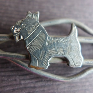 Vintage Scottie Westie Dog Tie Bar, Mid Century Dog Tie Pins Clasps, Silver Tone Scottie Tie Bars, Dad Gift, Men&#39;s Father&#39;s Day Gift