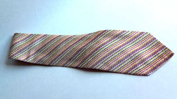 Vintage Wide 1960s-1970s Silk Necktie, Multicolor… - image 2