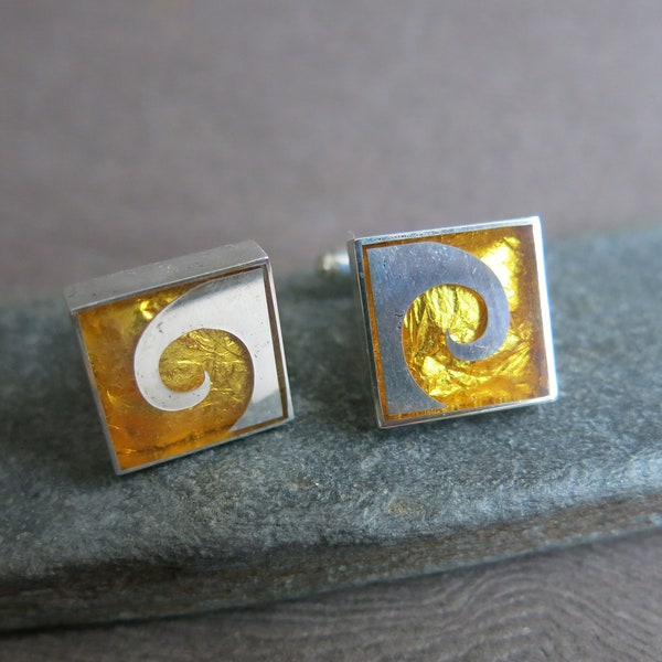 Vintage Sterling Silver Pierre Cardin Cufflinks, Two Tone Gold Silver Square Masculine Manly Cufflinks, Gift for Him, Collectible Cufflinks
