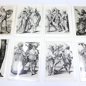 Fine Art Postcards Lot of 21, Durer  15-17th Century Engravings, Woodcuts, Black & White, Dutch, German, Europe, Costume Research