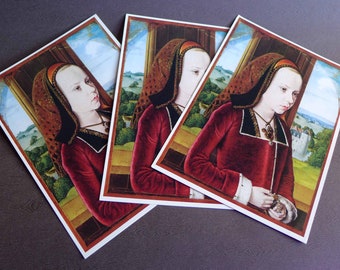 Master of Moulins Portrait of a Young Princess Margaret of Austria, MMA Metropolitan Museum Fine Art Post Card, 15th-Early 16th Century Art