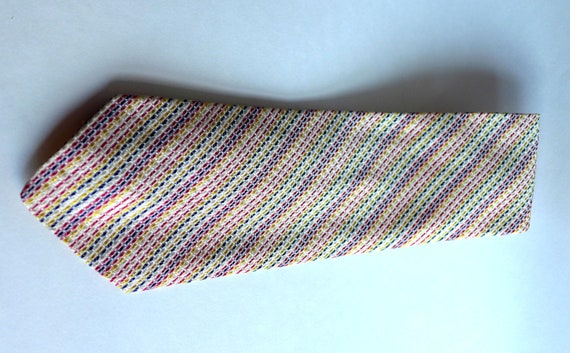 Vintage Wide 1960s-1970s Silk Necktie, Multicolor… - image 3