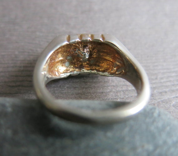 Vintage Men's Unisex Ring, Size 9 Silver Tone Gol… - image 6