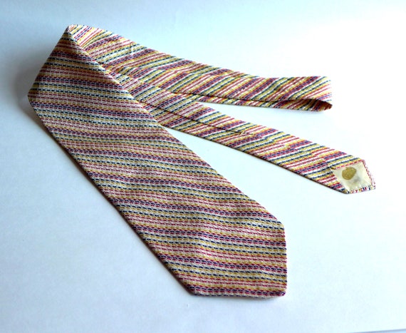 Vintage Wide 1960s-1970s Silk Necktie, Multicolor… - image 8