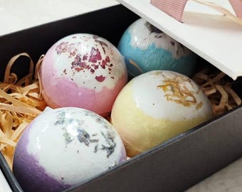 Bombas de baño naturales, bombas de baño relajantes, bombas de baño de la colección curativa, bombas de baño veganas de 100 g, regalo de spa para ella, set de regalo de bombas de baño
