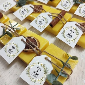 Bomboniere di sapone per spose, set da 20 bomboniere di sapone, regalo di sapone per gli ospiti con etichetta, bomboniere di sapone per matrimoni, saponi profumati al limone, bomboniere per feste, regali per gli ospiti