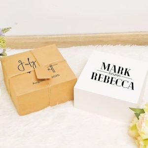 Custom Wedding Kraft Paper Gift Boxes with Tags,Pack Wedding Party Favors and Holiday Present Packaging,Wedding Gift Box for  Friends