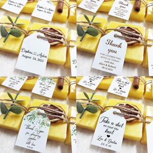 Sapone con etichetta personalizzata, sapone con etichetta personalizzata, fette di limone essiccate, cannella, eucalipto, bomboniera per addio al nubilato, regalo per gli ospiti, bomboniera con sapone naturale
