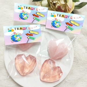 Travel Themed Heart-Shaped Scented Soap, Customized Soap, Perfect as Party Favors or Souvenirs, Personalized Soap Favors