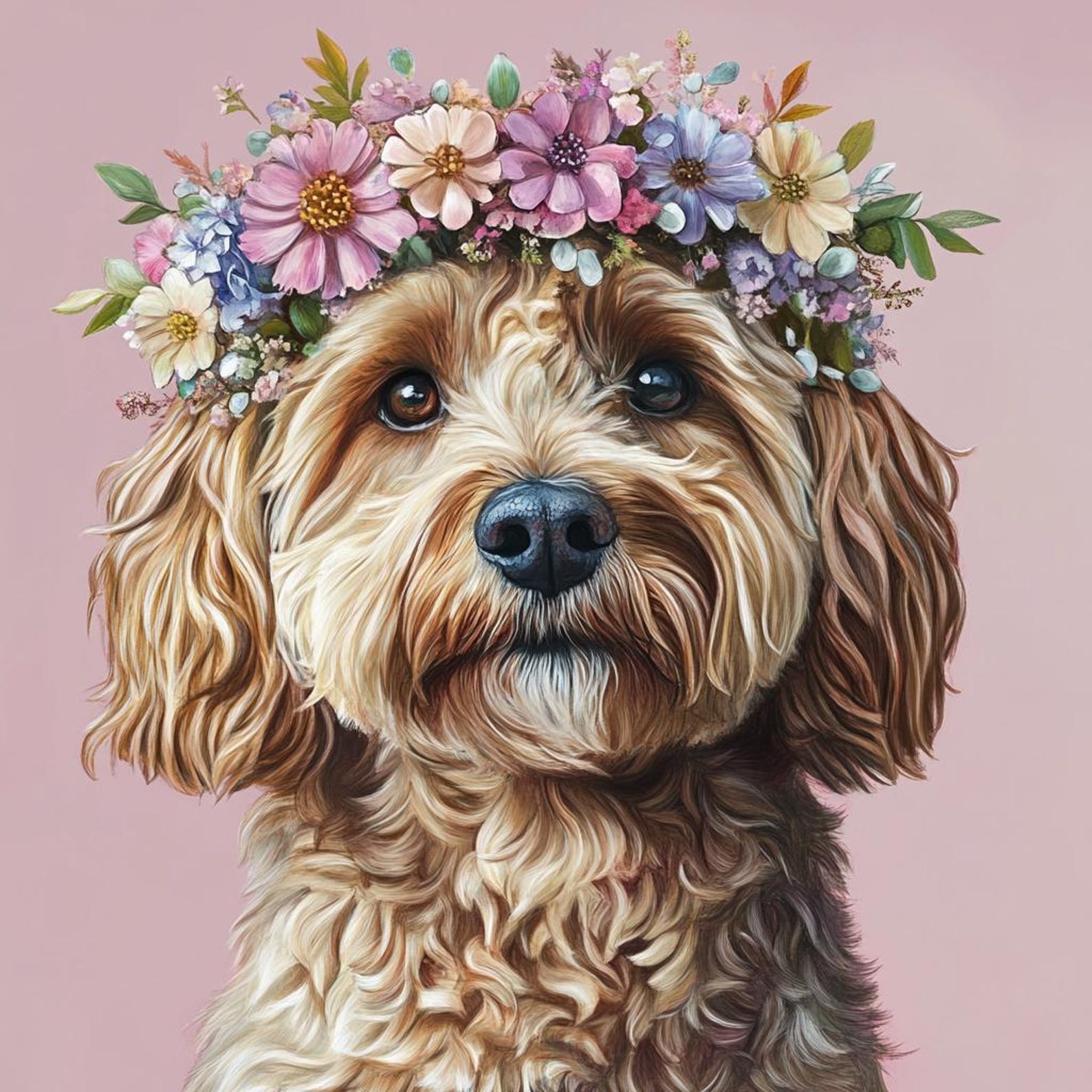 Watercolour Cockapoo Floral Digital Art - Etsy
