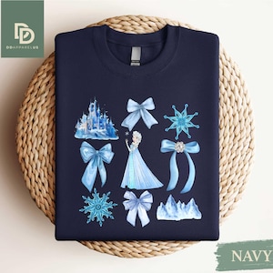 Princess Elsa Bow Sweatshirts,Disney Girls Trip Shirt,Birthday Girl Gift,Elsa Frozen Shirt,Frozen Coquette Shirt,Disney Elsa,Winter Princess