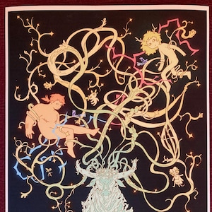 Stampa 5x7 raffigurante una maga e un cacciatore nel cuore della foresta!