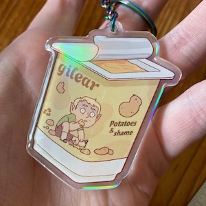 traurig müde Elfe Mann Schlüsselanhänger Epoxy Regenbogen