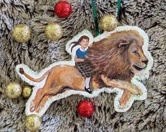 Aslan and Lucy Ornament, Chronicles of Narnia, CS Lewis Fan