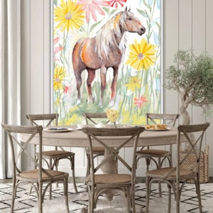 Daisy, horse with flowers, horse with flowers, horse with florals, horses, horse with flowers, horse lover, horse gift, print, horse print,