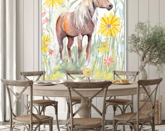 Daisy, horse with flowers, horse with flowers, horse with florals, horses, horse with flowers, horse lover, horse gift, print, horse print,