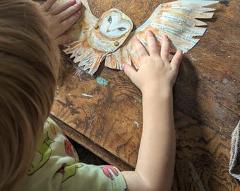 Digital download, instant download, barn owl, paper toy, bird decor, birds, bird, barn owl, printable, owl, owl printable, flying owl