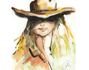 Wheat chewer,  cowgirl art, cowgirl, western asthetic, western style, cowboy art, western art
