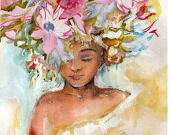 floral woman, french floral woman, floral face, face with florals, floral arrangement
