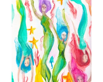 Mermaids, mermaid art, mermaid artwork, mermaid love, mermaid gift, mermaid watercolor, mermaid fantasy, mermaids, ocean art, nautical