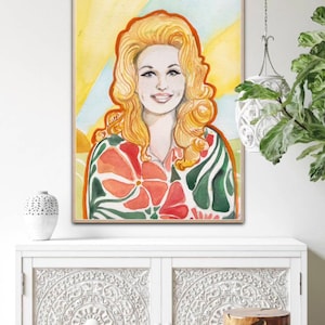 Dolly Parton Print, retro celebrity, nashville star, nashville art, dolly parton art, dolly parton gift, 1970s style, 1970s art, vintage
