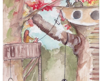 fall treehouse, tree house printable, Norfolk nursery art, printable, instant download