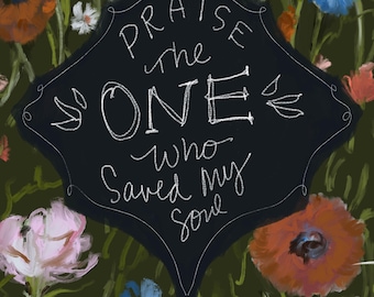Praise the One print, Jesus print, Christian art print, christian print, Church room decor, church decor, womens bible study, church decor