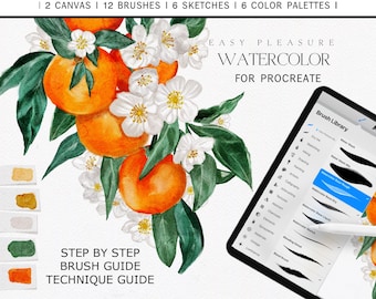 Easy Pleasure Procreate Brushes - Painting Kit for Procreate - Procreate Watercolor Brushes - Watercolor Canvas Digital Download