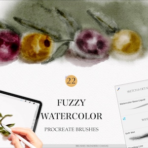 Fuzzy Watercolor Procreate Brushes - Painting Kit for Procreate - Procreate Watercolor Brushes - Watercolor Canvas Digital Download