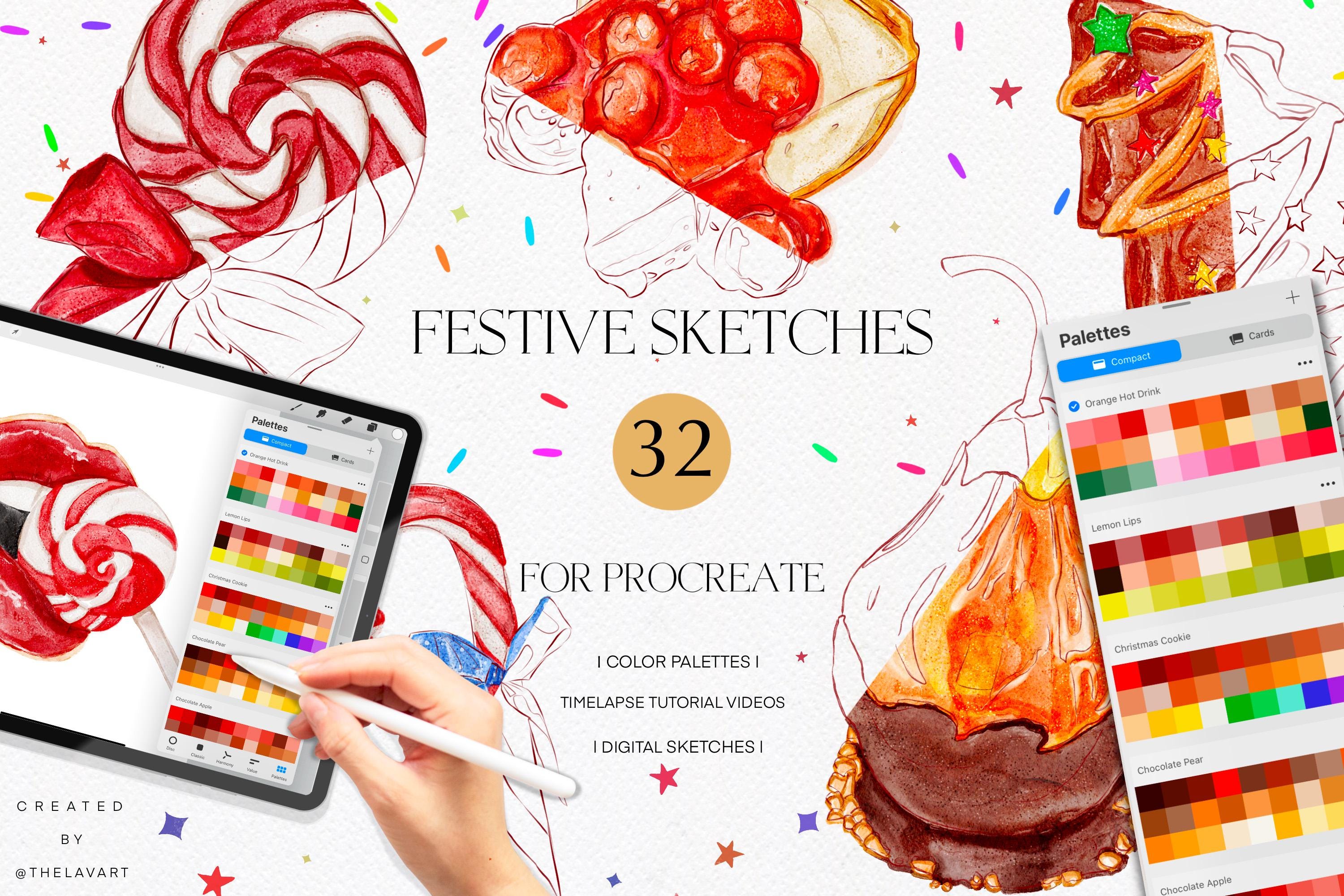 Digital Sketches Color Palettes - Procreate Coloring Pages - Instant ...