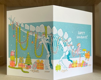 Risograph Dinosaur Christmas Card