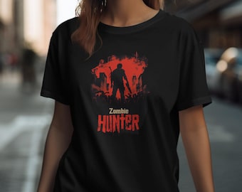 T-shirt graphique Zombie Hunter : T-shirt mort-vivant post-apocalyptique
