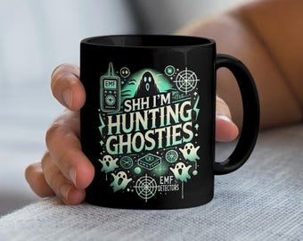 Taza "Shhh, estoy cazando fantasmas", taza de café de caza de fantasmas para gamers, regalo de detector EMF, taza de investigador paranormal, regalo de gamer de terror