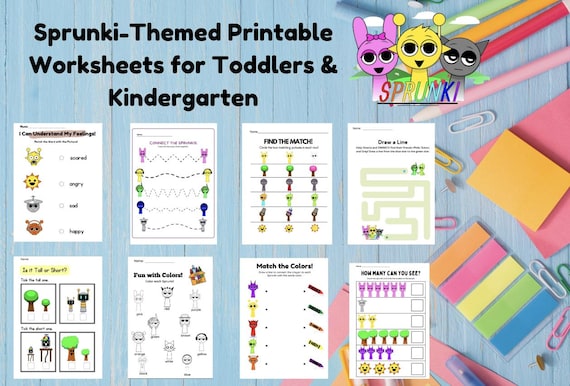Sprunki Themed Printable Worksheets, Kindergarten Preschool Activity, Educational Pages, Busybook