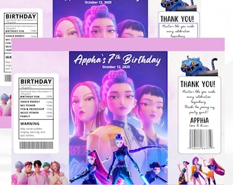 K-pop Demon Hunters Chip Bag | Kids Birthday Party Favor (Digital Download)