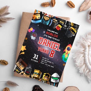 Roblox Party Invitation Template | Girl or Boy Party Invite | Editable Digital Template INSTANT DOWNLOAD