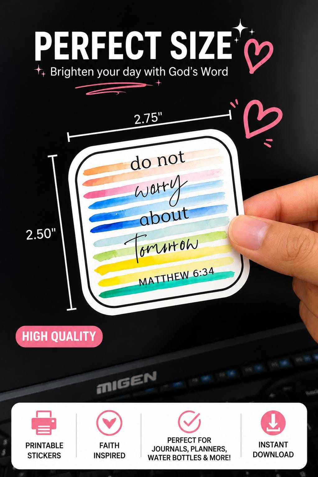 Christian Bible Verse Printable Stickers | 50+ Scripture Journal ...