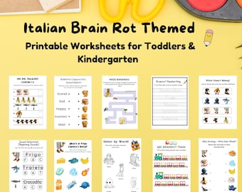 Italian Brain Rot Themed Printable Kindergarten Preschool Worksheets | Educational Pages, Busybook