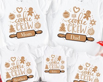 Custom Christmas Cookie Crew Shirt, Family Christmas Matching Shirt, Cookie Baking Rolling Pin Crew Shirt Personalized