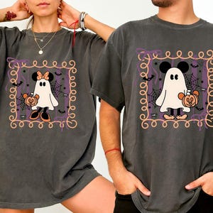 Vintage Mickey Minnie Halloween Shirt, Trick or Treat Comfort Color Shirt, Halloween Couple TShirt, Disney Halloween Family Shirts, WDW Tee