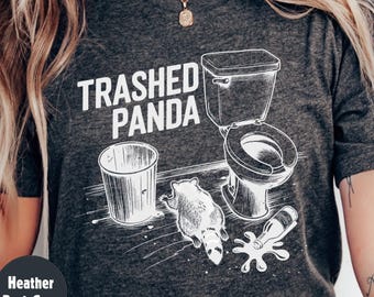 Trashed Panda Funny Drunk Raccoon T-Shirt, Vintage Raccoon Graphic Tee, Hilarious Animal Humor Gift