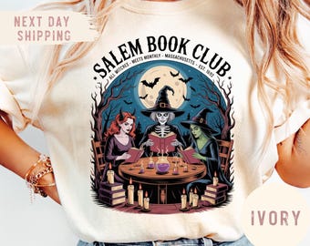 Comfort Colors® Witchy Book Club Shirt, Spooky Girl Reading Shirt, Book Lover Halloween Shirt, Witches Salem Shirt, Salem Massachusetts Tee