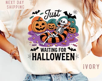 Comfort Colors® Summerween Shirt, Summer Skeleton, Spooky Summer Tee, Retro Summer, Girly Summer, Beach Vibes Tee, Halloween Skeleton Shirt