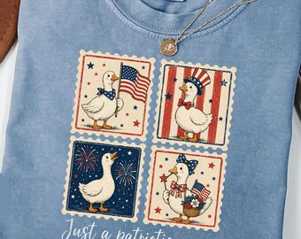 Comfort Colors® Just a Patriotic Goose Shirt, 4th of July Shirt, Independence Day Tee, Cute American Goose Shirt, Funny Freedom Day Shirt