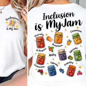 T-shirt L&#39;inclusion, c&#39;est ma confiture, enseignant d&#39;éducation spécialisée, sensibilisation à l&#39;autisme, enseignant à l&#39;autisme recto-verso, t-shirt neurodiversité, enseignant de l&#39;inclusion