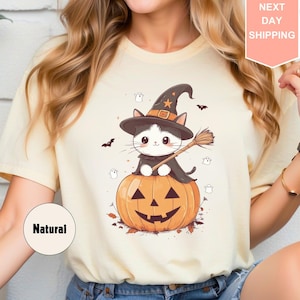 Vintage 90er Jahre Katzen Halloween Shirt, Retro Halloween Shirt, Gruseliges T-Shirt, Halloween Shirt, Kürbis Shirt, Vintage Halloween Shirt